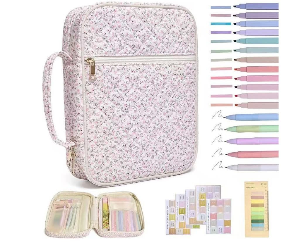 Pink Floral Embroidered Bible Cover