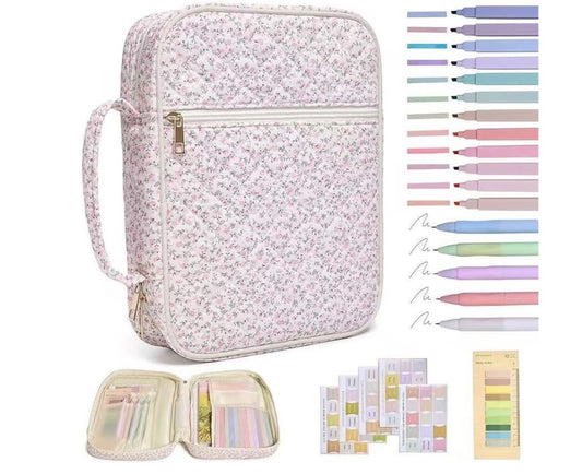 Pink Floral Embroidered Bible Cover